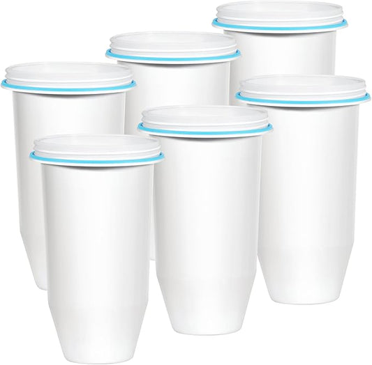 Upgraded 5-Stage Water Filter Replacement for Zero Pitcher & Dispenser, Reduces Lead, Chromium, PFOA & PFOS, Compatible with ZR-001, ZR-004, ZR-017, 6-Pack