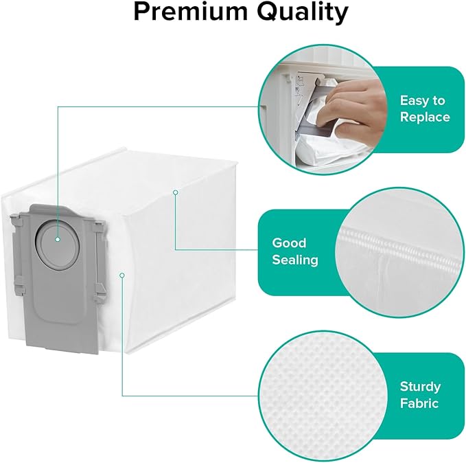 roborock 6 Packs Disposable Dust Bags for QV35A, Saros10series, Saros20, QrevoCurv2Flow, QrevoCurv, QrevoEdgeS5A, QrevoSlim, S8MaxVUltra, S8MaxUltra, QrevoMaxV,QrevoEdge, QRevo series Robot Vacuum