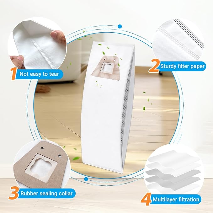 Style ST Vacuum Bags Compatible with Sanitaire Commercial Upright Vacuum Cleaner: S600 SC600 SC678 SC688 SC800 SC888 SC888J SC889 Series, Part# 63213B(8 Pack)