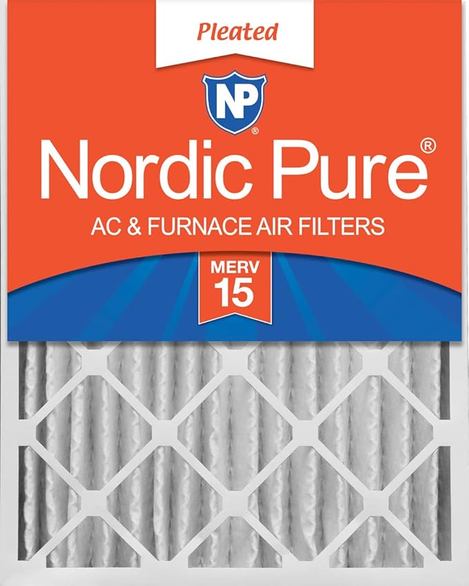 Nordic Pure 20x24x4 (Actual Size: 19 3/8 x 23 3/8 x 3 5/8) Pleated MERV 15 Air Filter 1 Pack