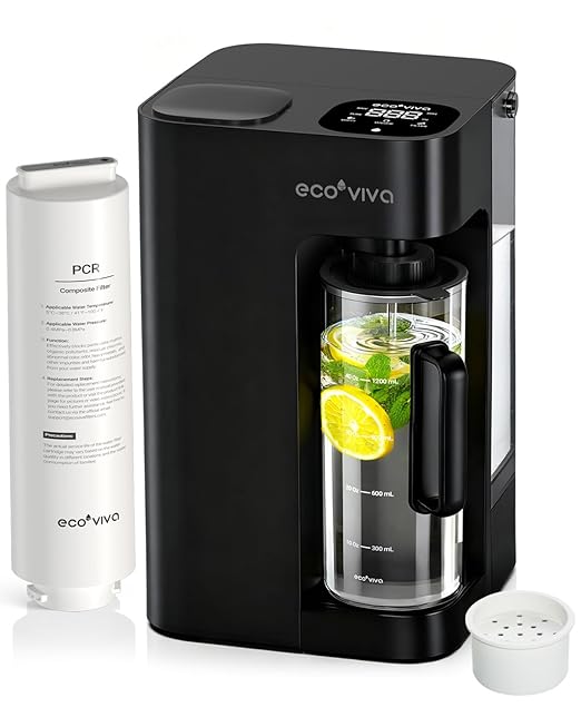 Mate 3 Reverse Osmosis Water Filter Countertop, 3:1 Pure to Drain, 44oz Smart Autofill Pitcher, No Installation Water Purifier, 8 Stage RO Water Filtration, with Remineralization, Black
