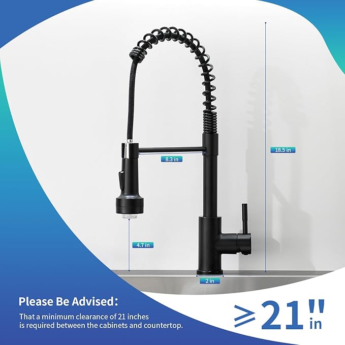 GIMILI Black Kitchen Faucet with Pull Down Sprayer Single Hole Stainless Steel LED Faucet, Suitable for Farmhouses, RV, Laundry Room, Outdoor, and Campers. Llave para fregadero de cocina
