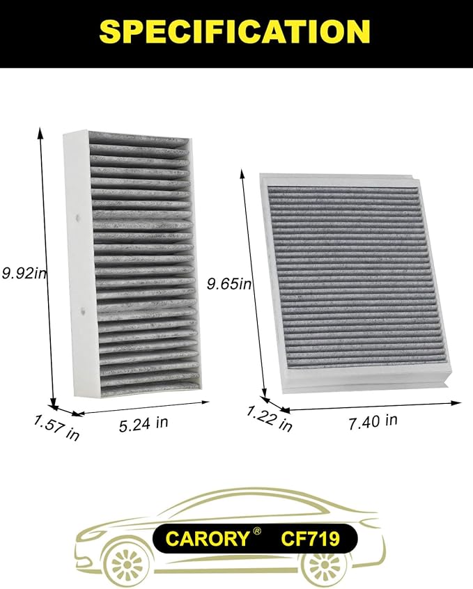 Cabin Air Filter w/Activated Carbon for Mercedes-Benz GLE350 (2016-2018), GLE400 (2016-2019), ML350 (2012-2015), GLS450 (2017-2019), OE# 1668300318, 1668307201, 2928300000, CF11719, XC10009C