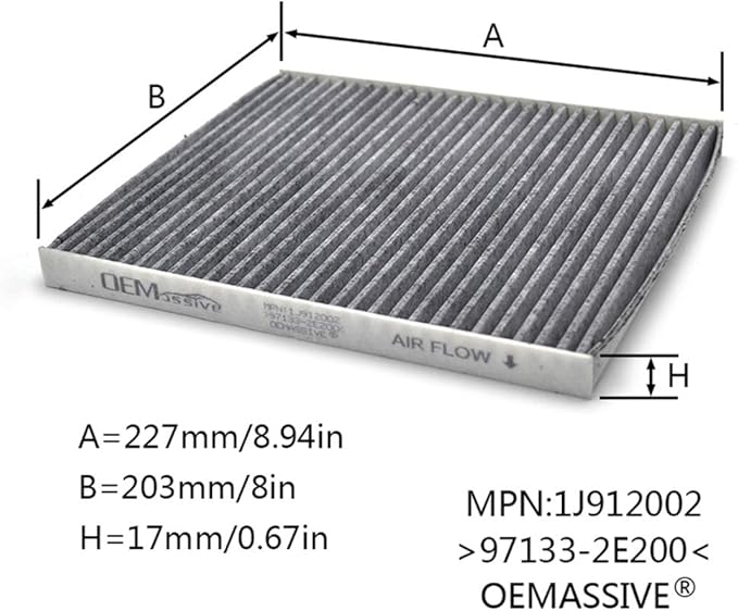CF10709 Cabin Air Filter for Hyundai Genesis Tucson Coupe Accent Veloster i40 Verna for Kia Forte Rio Rondo Sportage Replace# 97133-2E200 Auto Cabin Filter with Activated Carbon