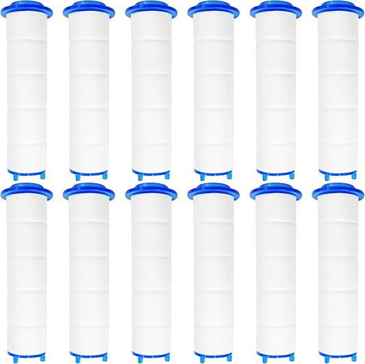 12Pcs 3” Shower Head Filter Cartridge, PP Cotton Replacement Filters for High Pressure Handheld Turbo Fan, Vortex Hydro Jet Shower Head, Improves Water Quality, Easy Install