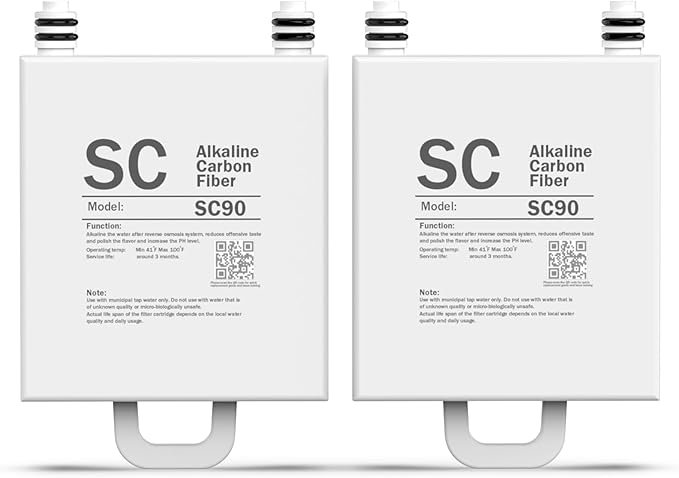 Frizzlife SC90 Replacement Post Filter Cartridge For WB99 Countertop Reverse Osmosis Water Filter System - Alkaline, PACK 2