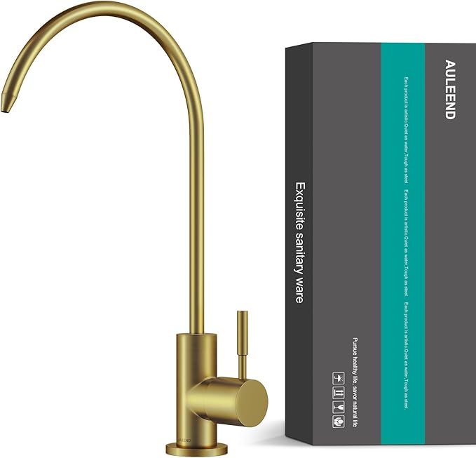 Brass Reverse Osmosis Faucet, Sink Water Filter System, Suitable for Most Reverse Osmosis or Water Filtration Systems, Kitchen bar Sink Drinking Faucet (Gold)