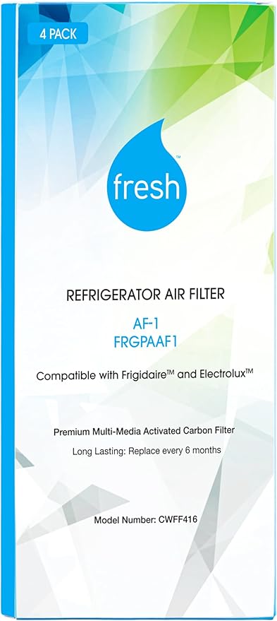 FRESH AF-1 Refrigerator Air Filter Replacement for Frigidaire - Compatible with Models: AF-1, FRGPAAF1, RAF-1 - Advanced Carbon Filter Technology - (4 Pack) Air filter by MIST