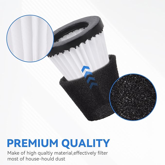F117 Replacement Filters Compatible with Dirt Devil Scorpion Models SD20005RED SD30025B BD22025, Compare to Part# AD40117 (6 Pack Hepa Filter & 6 Pack Sponge Filter)
