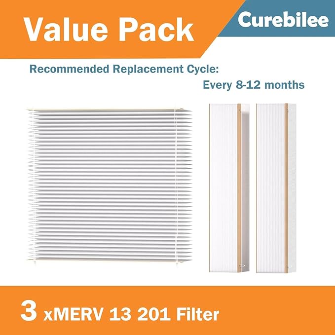 201 Replacement Filter MERV 13 Compatible with Aprilaire 2200, 2250, Space Gard 2200 Whole House Air Cleaner Purifiers and Lennox PMAC-20C (Lennox X0445), MERV-13 Air Filter, 3-Pack