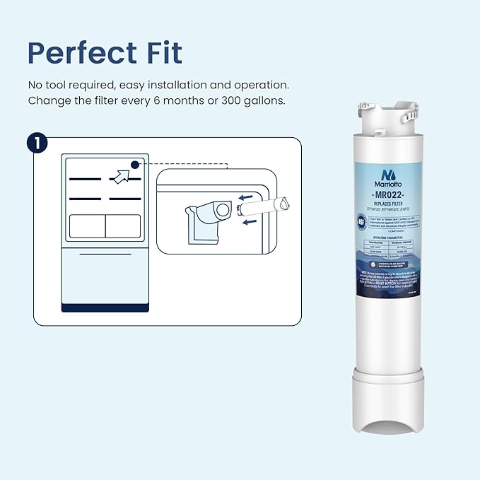 MARRIOTTO MR022 Water Filter, Compatible with Frigidaire refrigerator EPTWFU01, EWF02, Pure Source Ultra II and Pure Air Ultra 2 Air Filter (3+3)