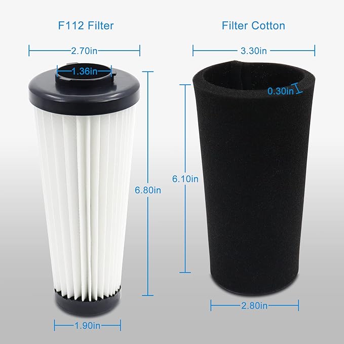 F112 Filter Replacement 6 Pack Compatible with Dirt Devil Upright Vacuum Cleaner, Pre Motor Endura Odor Trapping Filter Set, Replace part AD47936