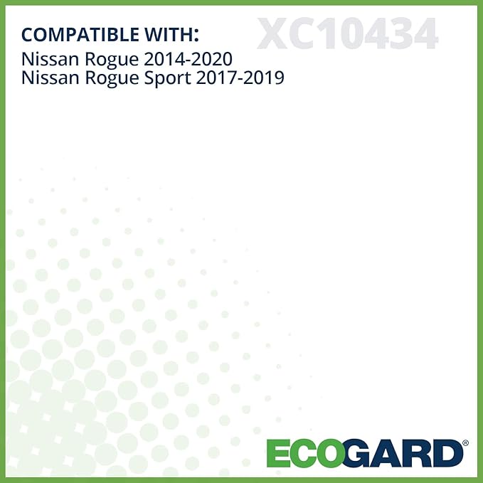 ECOGARD XC10434 Cabin Air Filter Fits 2015-2025 Nissan X-Trail, 2016-2024 Renault Koleos, 2022-2024 Logan, 2014-2020 Nissan Rogue, 2017-2022 Rogue Sport, 2017-2023 Qashqai