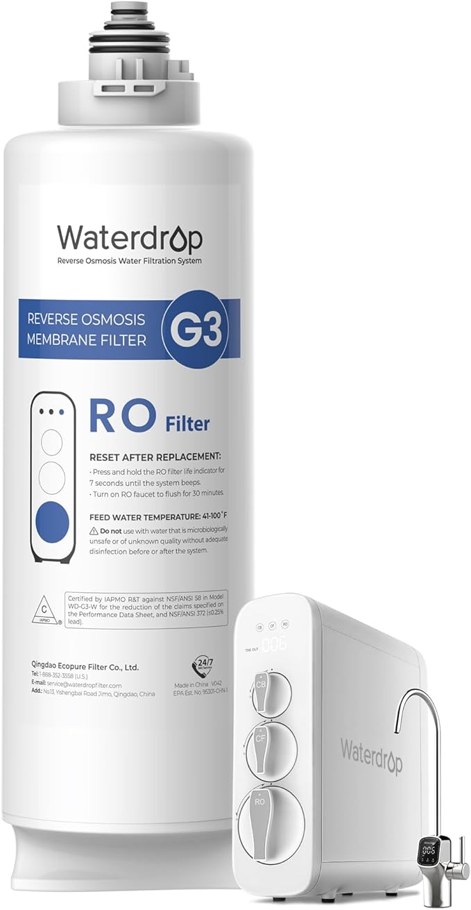 Waterdrop G3-N2RO Filter, Replacement for Waterdrop G3-W 400 GPD Reverse Osmosis System, Reduce PFAS, 2-year Lifetime