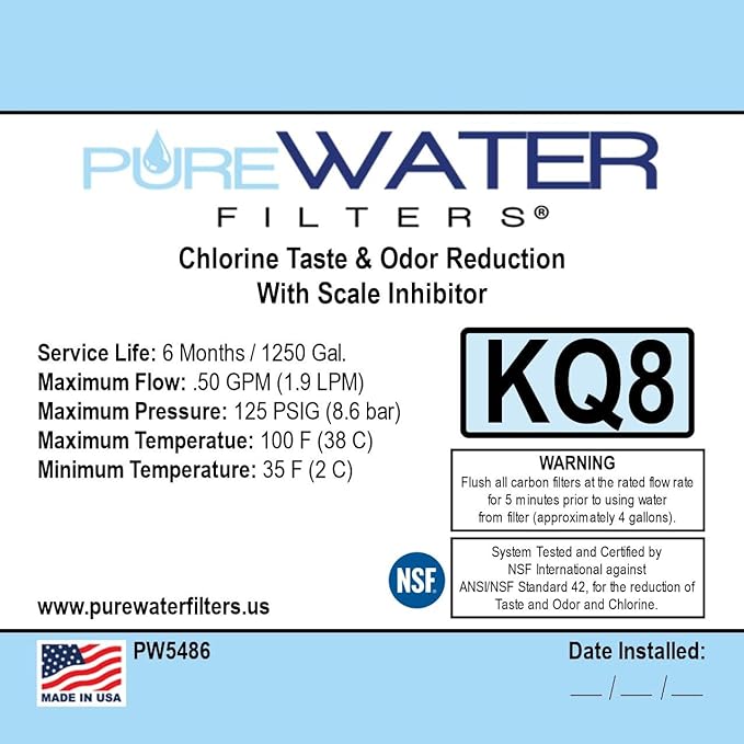 PureWater Filters Replacement Water Filter Cartridge KQ8 PW5486 for Keurig B150/K150 B155/K155 Office Pro K2500 K3000 B3000SE K3500 K4000