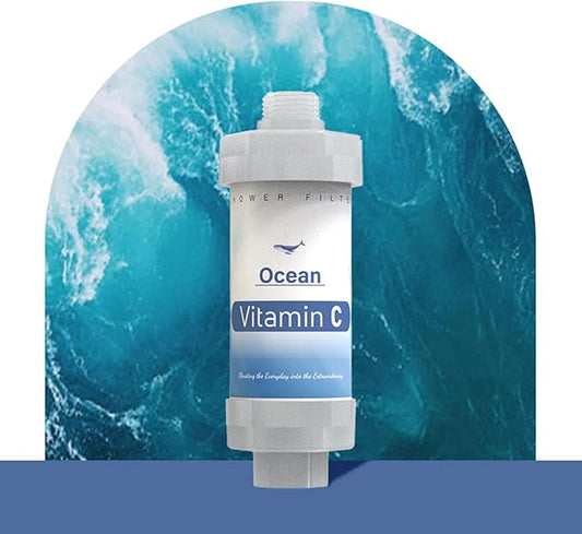 Shower Head Filter for Hard Water Bathroom Accessories Water Filter Vitamin C Replacement Cartridge Remove Chlorine Fluoride Heavy Metals Improves Skin Condition Protects Hair Ocean Scent