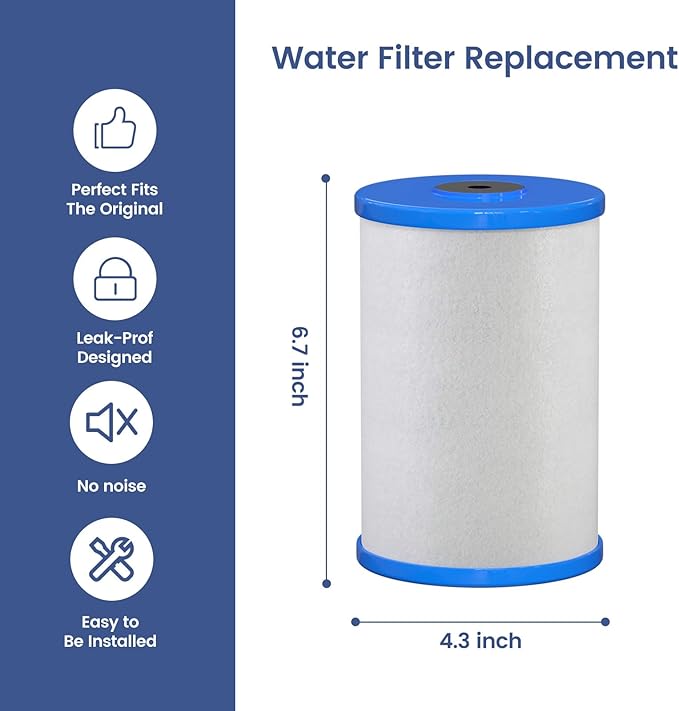 HG-CB6 CB6 Carbon Block Water Filter Replacement Compatible with Hydronix HG-CB6 Hydro Guard Filter and MP and MPC System 0.5 μ, 4.5" D x 6.5" H 2 Packs