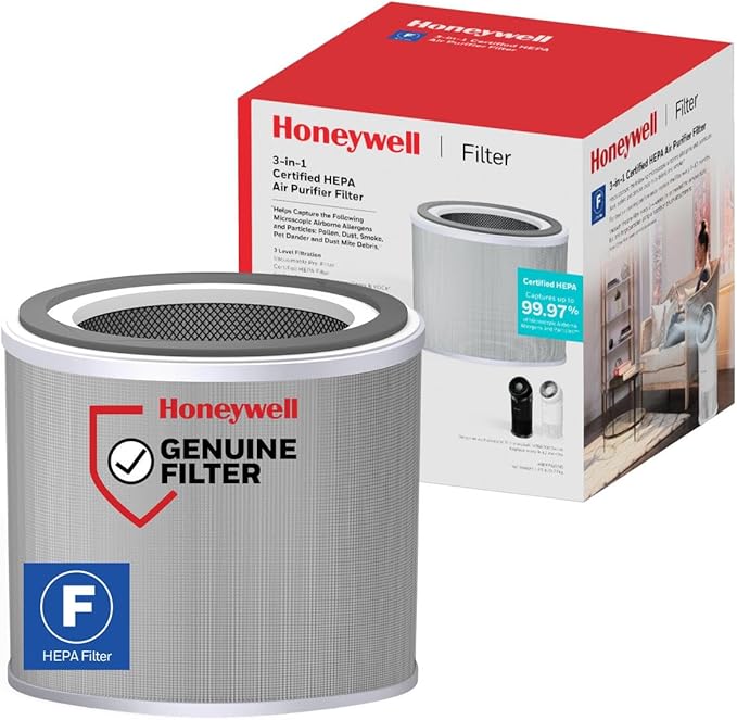 Honeywell Genuine “F” HEPA Air Filter Replacement for Honeywell HPA6000, 3-in-1 Filter, HEPA & Carbon – Captures up to 99.97% of Allergens