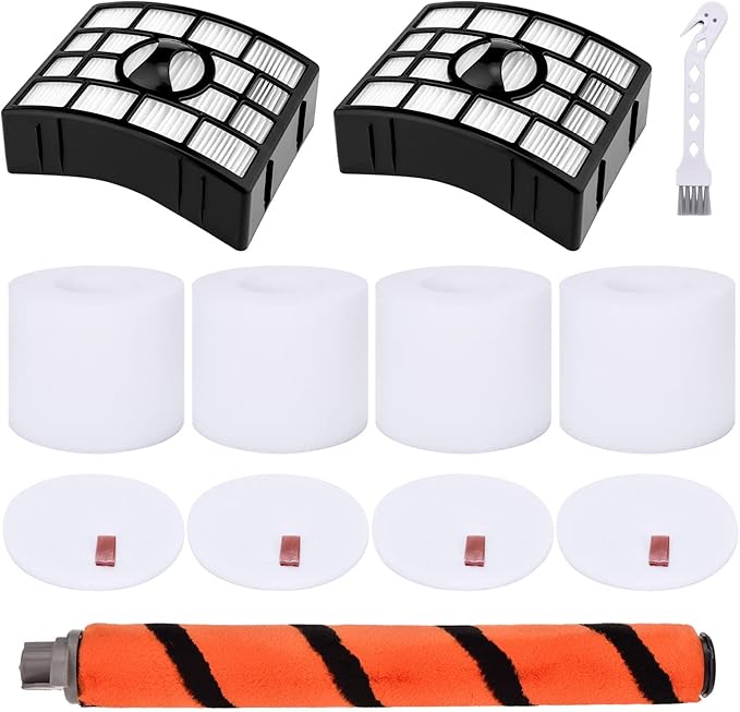 Leadaybetter Filter Replacement for Shark APEX DuoClean Lift-Away AX950 AX951 AZ1002 AZ1000 AZ1000W, 2 Black Filters, 4 Foam & Felt Filters, 1 Brush Roll, Compare to Part # XFF650 & XHF650 & 1173FT950