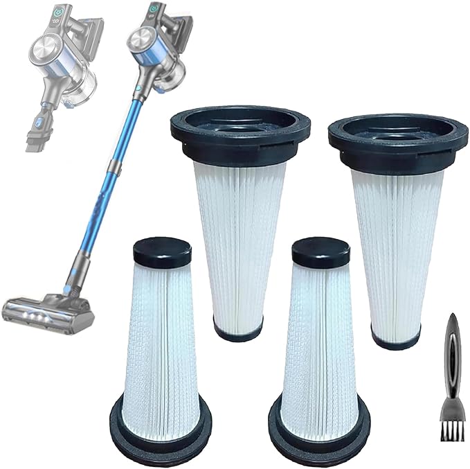 4Pack Hepa Filters Replacement Compatible with Vacusion VBS-01 Cordless Vacuum. Pre-Motor and Washable Cone Filters Works with Homeika Cordless Vacuum Cleaner.