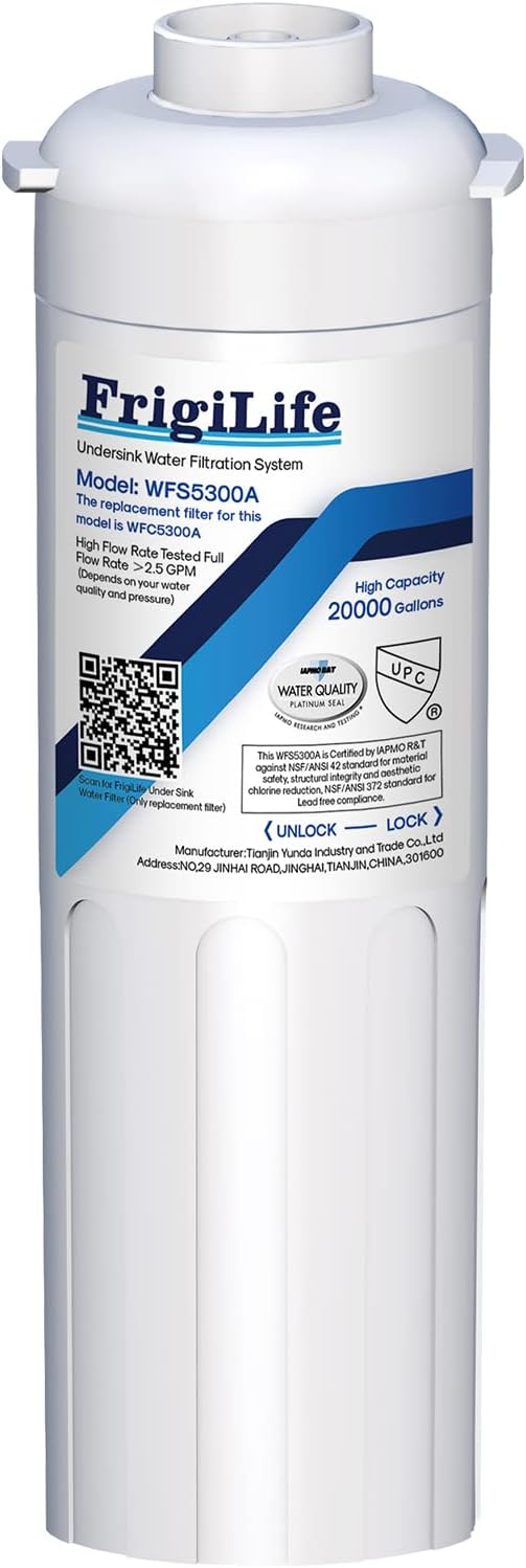 Water Filter Replacement for WFS5300A Under Sink Water Filter System, 22000 Gallons Ultra High Capacity, Removes 99% Lead, Fluoride, Chlorine, Bad Taste, NSF/ANSI 42 Certified, 1PACK