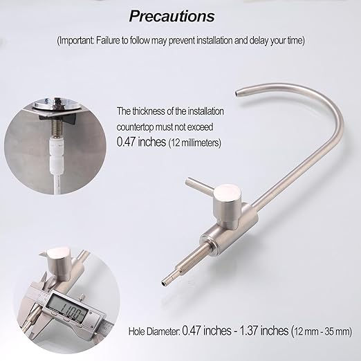 Drinking Water Faucet for Most Reverse Osmosis and Water Filtration.Sink Faucet SUS304 Stainless Steel Brushed Nickel.Includes 3/8" Adapter, Straight Connector, 1/2" Quick-Connect Fitting