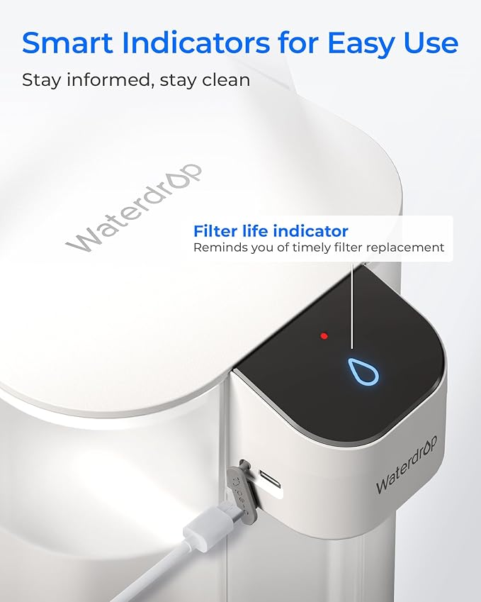 Waterdrop WD-EDFX Replacement Filters for Waterdrop Rechargeable Water Filter Dispenser WD-ED61, 200-Gallon Long-Life, 10X Filtration Efficiency, Reduce 98% Chlorine and 20+ Contaminants, 3 Filters
