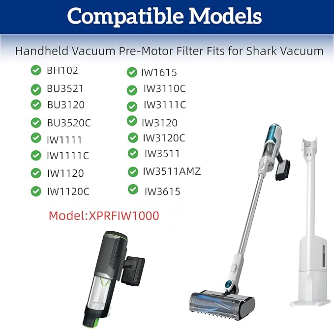 BU3521 BU3523 BH102 Vacuum Filter Replacement For Shark BU3521 BU3120 BU3520C Clean & Empty Cordless Stick, For IW3511 IW1120 Detect Pro and BH102 PowerBoost Cordless Handheld PowerVac, 4 Pack