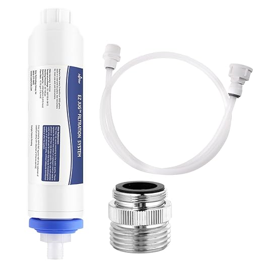 EZ Jug Water Filtration Kit with Indoor Faucet Adapter – Filter & Fill 5-Gallon Jugs from Any Standard Indoor Faucets with Removable Aerators | Reduces Chlorine, Lead, Cysts & VOCs