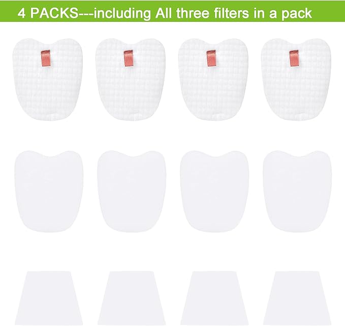 Replacement Filters for Shark Rocket Vacuum HV345 HV343AMZ HV371 ZS350 ZS351 ZS352 HV320 HV321 HV322, Foam&Felt Filters & Post-Filters, Part # XPMFK320&1084FTV320(4-pack)
