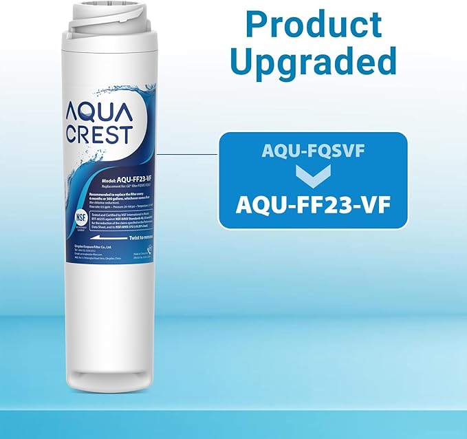 AQUA CREST FQSVF FQSVN NSF/ANSI 401 Certified, Replacement for GE FQSVF, FQSVN, FQSLF, GXSV65R, Reduces PFAS, PFOA/PFOS, Model No.AQU-FF23-VF (2 Pack)