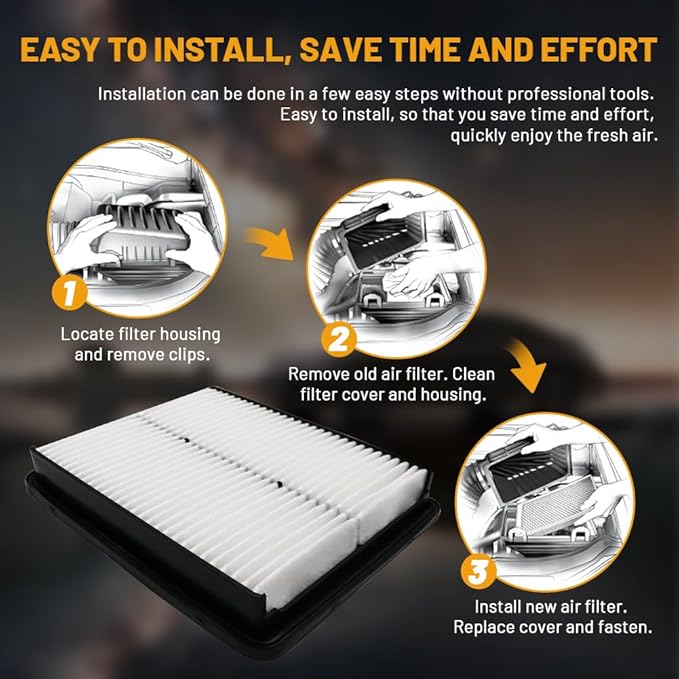 Premium Engine Air Filter for My Car, Automotive Replacement Air Auto Filters for Hyundai Azera/Sonata/Santa Fe, for Kia Cadenza/Optima/Sorento (4 pce)