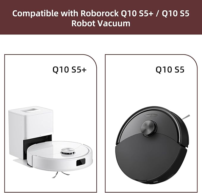 13 Packs Q10S5 Accessories Kit Replacement Compatible with Roborock Q10 S5 / Q10 S5+ Plus Robot Vacuum, 1 Main Brush, 4 Mop Cloth Pads, 4 Side Brushes, 2 HEPA Filters, 1 Cleaning Tool, 1 Screwdriver