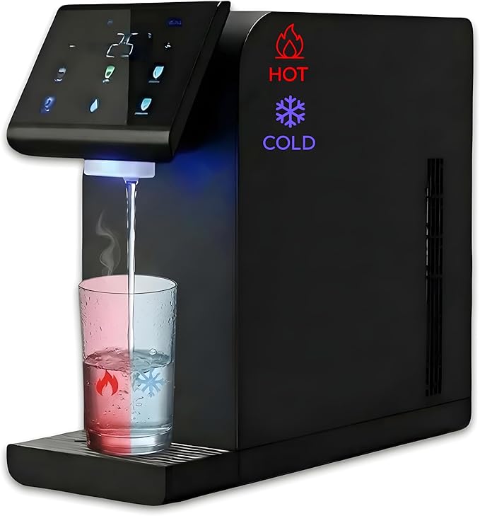 Ultra Instant Hot & Cold Water Dispenser - Bottleless Water Dispenser Countertop, Full Installation Kit, Quiet Multi-Stage Filtration + UV Sterilization - Black