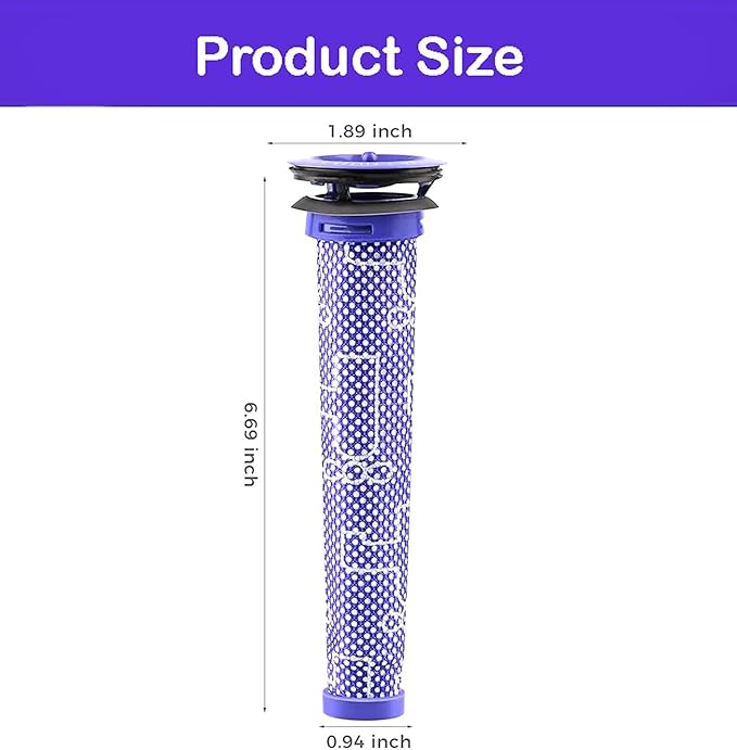 SCREENTRONICS Pre Motor Filter Compatible Replacement for Dyson V6 V7 V8 DC58 DC59 DC61 DC62 DC72 DC74 SV03 SV04 SV05 SV06 SV07 SV08 SV09 Absolute Animal Cordless Vacuum Cleaner # 965661-01 (2 Pack)