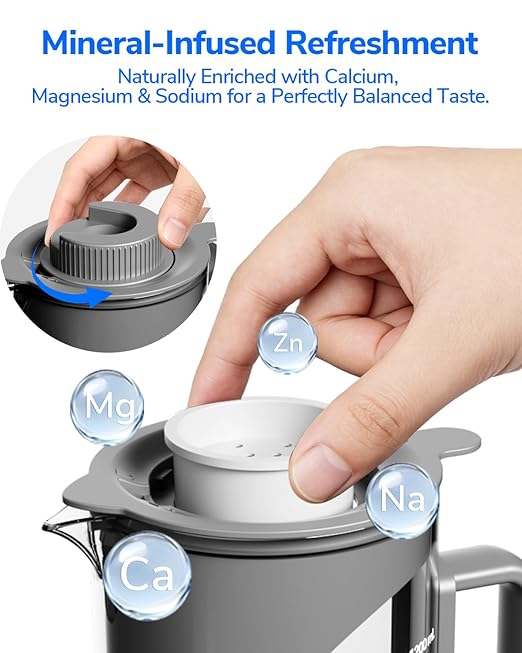 Mate 3 Reverse Osmosis Water Filter Countertop, 3:1 Pure to Drain, 44oz Smart Autofill Pitcher, No Installation Water Purifier, 8 Stage RO Water Filtration, with Remineralization, Blue