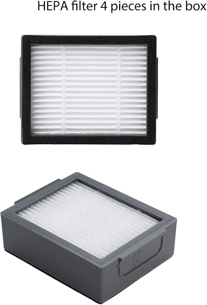 Replacement Parts Compatible with iRobot Roomba I, E & J Series i7 i7+ i2 i3 i3+ i4 i4+ i6 i6+ i8 i8+/Plus j7 j7+ E5 E6 E7:1 Set of Multi-Surface Rubber Brushes 4 HEPA Filters 4 Side Brushes