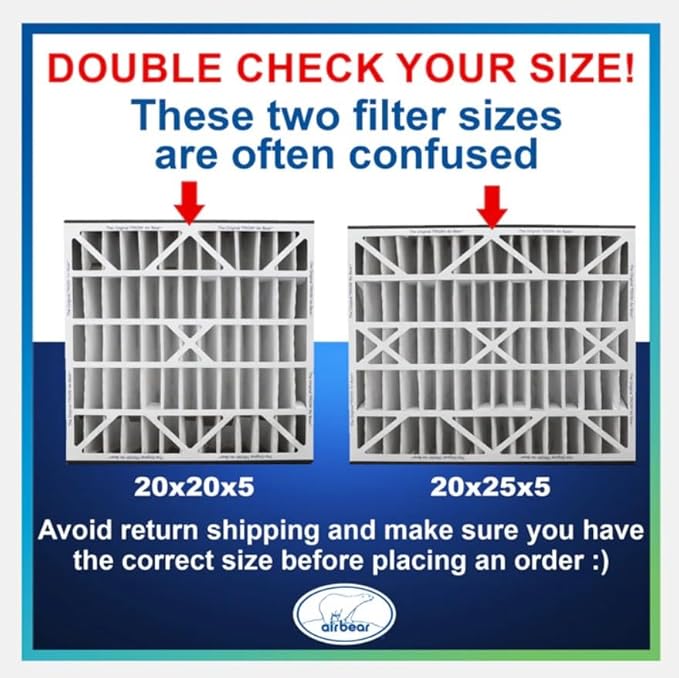 Trion Air Bear 259112-102 (2-Pack) – 20” x 25” x 5” Pleated Air Filter, MERV 11
