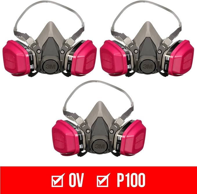 3M P100/OV Odor/Particulate Multi-Purpose Reusable Respirator 65021, NIOSH-APPROVED Organic Vapor Cartridge, Medium