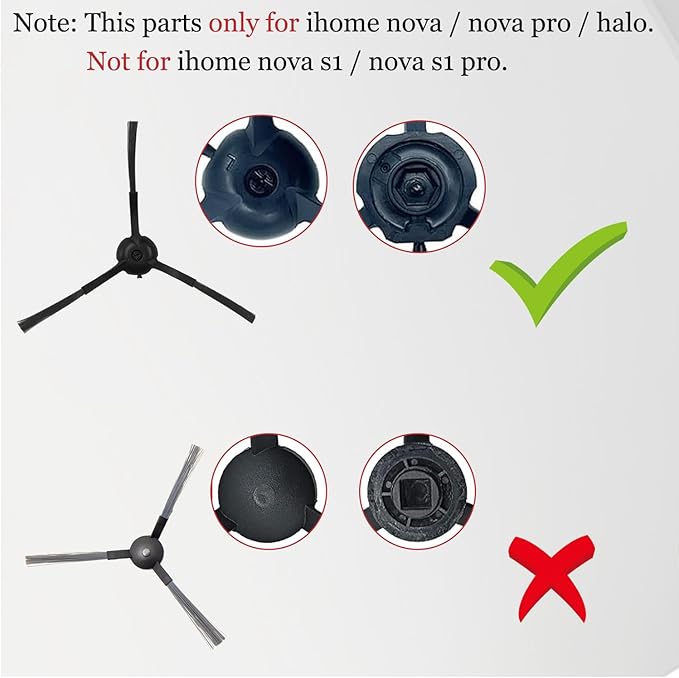 11Pcs iHRV6-BLK Replacement Parts for iHome AutoVac Nova Self Empty Robot Vacuum Cleaner Spare Accessories, 1 Main Roller Brush,4 Side Brushes, 2 Hepa Filters, 2 Dust Bags, 2 Mop Pads
