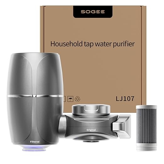 Faucet Water Filter, Sink Filter Water Faucet with NSF42&Blue Light,99.9% Multi-Layer Folded Filter,Removes Chlorine, Odor & Heavy Metals,1*Filter, LJ107