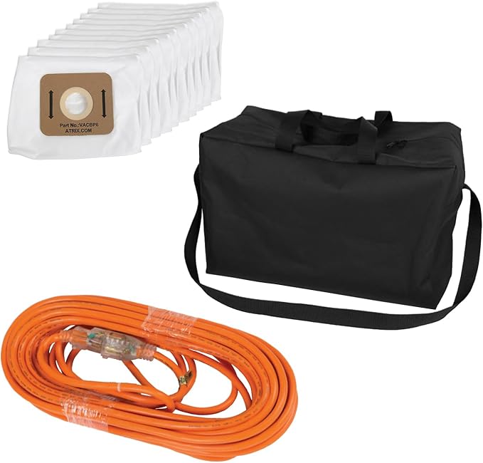 Atrix Ergo Backpack Vacuum VACBP1-PK – Pro Clean Kit with 10 HEPA Filters, Storage Bag & 25ft Extension Cord