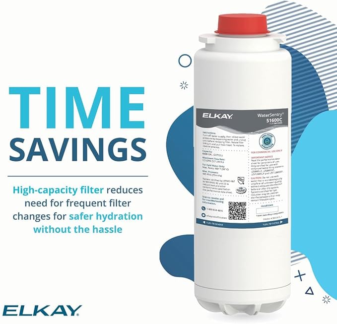 Elkay Genuine WaterSentry 51600C Lead + Microplastics NSF/ANSI Certified High-Capacity Filter (Enhanced Bottle Fillers)