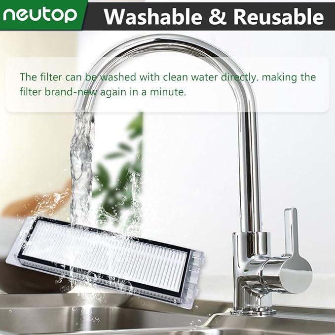 Neutop Replacement Filters Parts, Compatible with Roborock Q5 Q5+ Q5 Plus Robot Vacuums Cleaner Replacement Spare Parts Accessories, 8-pack.