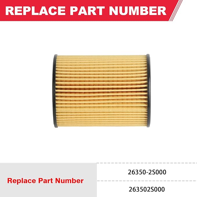 26350-2S000 Oil Filter Fits for 2020-2023 Hyundai Tucson Sonata Santa Kia Sorento K5 2.5L Engine Replaces# 263502S000 (2 Pcs)