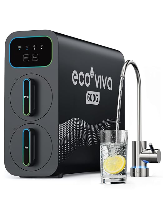 E6 600GPD Compact Reverse Osmosis System, 9 Stage Tankless RO System Under Sink Water Filter, Simple Installation, 600 GPD Fast Flow, High Pure to Drain, RO Filtration Water Purification