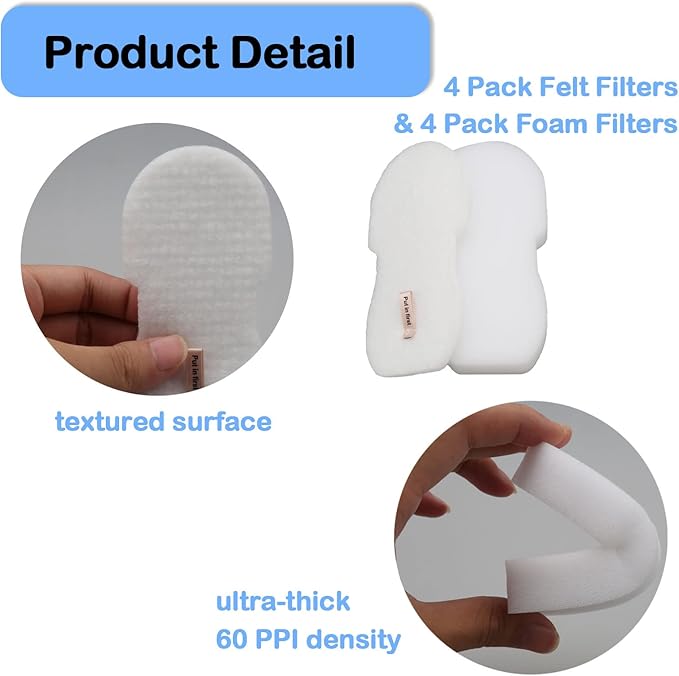 Replacement filter for Shark HZ3002 HZ3000 HZ4001AMZ HZ4002 Stratos Ultralight Corded Stick Vacuum, Replace part XFFKHZ3000 XHFHZ3000, 2+ 4 PACK foam filter and felt filter