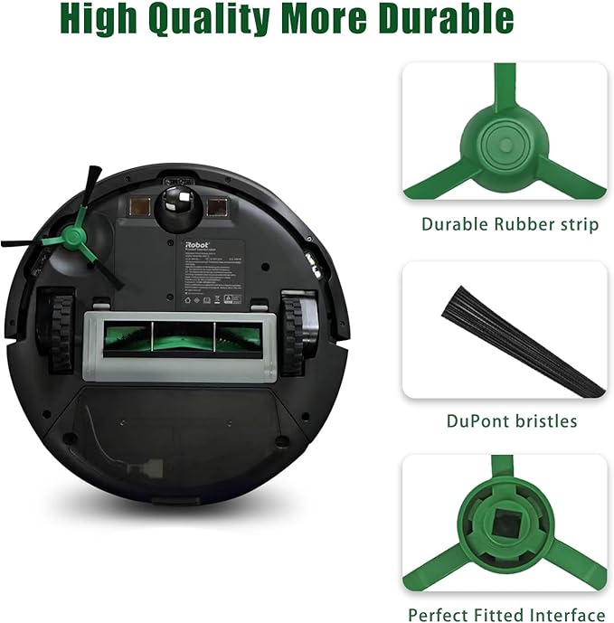 10 Pack Replacement Side Brushes Compatible with Roomba Combo&Vac Essential Series, Edge-Sweeping Brushes for Q0120 Y0140 Q0520 Q011 Y0110 Robot Vacuum Cleaner
