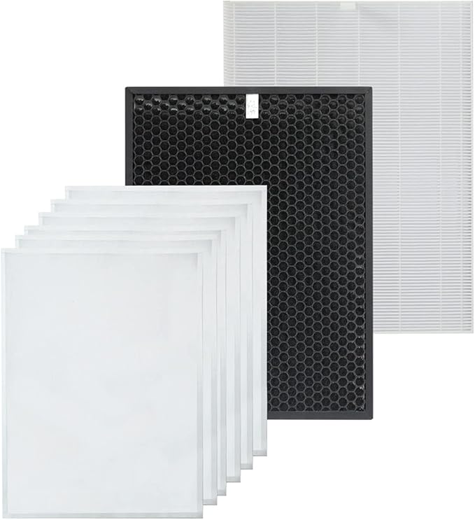 PUREBURG Replacement Filter Set Compatible with Winix HR900 Ultimate Pet Air Purifier, H13 HEPA + Activated Carbon Filter + 6 Pet Hair Pre-Filters 3-Stage Filtration
