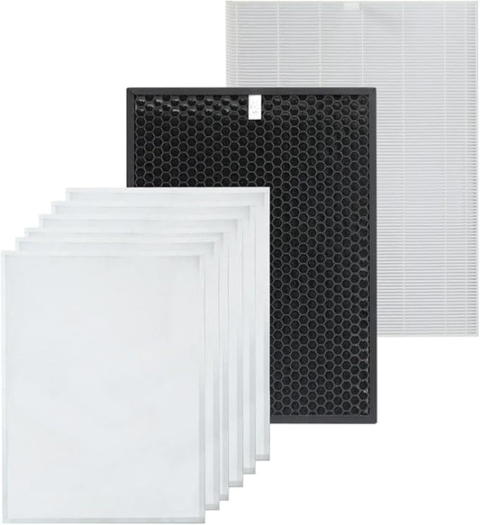 PUREBURG Replacement Filter Set Compatible with Winix HR900 Ultimate Pet Air Purifier, H13 HEPA + Activated Carbon Filter + 6 Pet Hair Pre-Filters 3-Stage Filtration